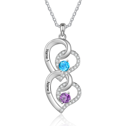 Personalised Infinity Birthstone Necklace with 2 Engraved Names Personal Gift for Mum, Partner or a Loved One | Jessemade
