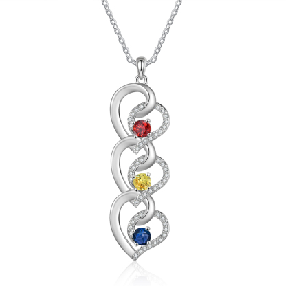 Personalised Infinity Birthstone Necklace with 3 Engraved Names Personal Gift for Mum, Partner or a Loved One | Jessemade