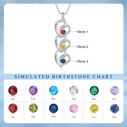 Personalised Infinity Birthstone Necklace with 3 Engraved Names Personal Gift for Mum, Partner or a Loved One | Jessemade