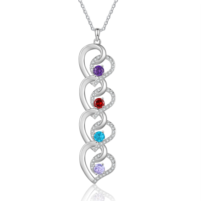 Personalised Infinity Birthstone Necklace with 4 Engraved Names Personal Gift for Mum, Partner or a Loved One | Jessemade