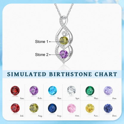 Personalised Twisted Pendant Necklace Custom 2-3 Birthstones & 2-3 Names Necklace Gifts for Her