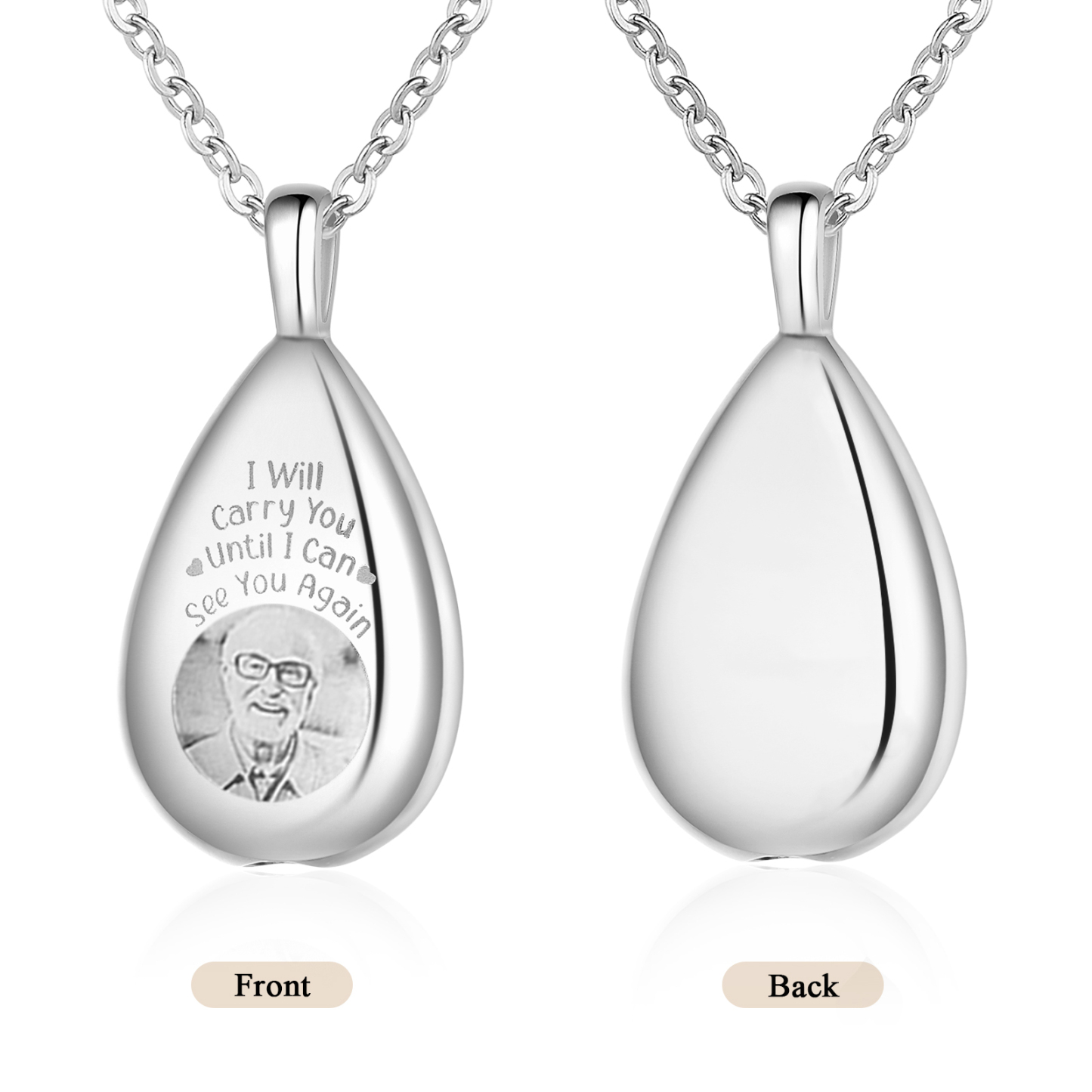 Personalised Memorial Ashes Necklace Custom Photo Commemorative Gifts - I Will Carry You Until I See You Again-Jessemade AU