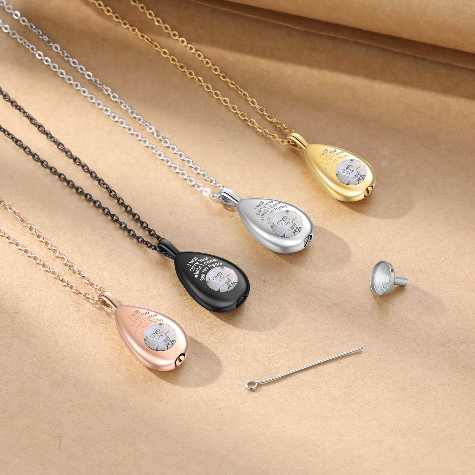 Personalised Memorial Ashes Necklace Custom Photo Commemorative Gifts - I Will Carry You Until I See You Again-Jessemade AU