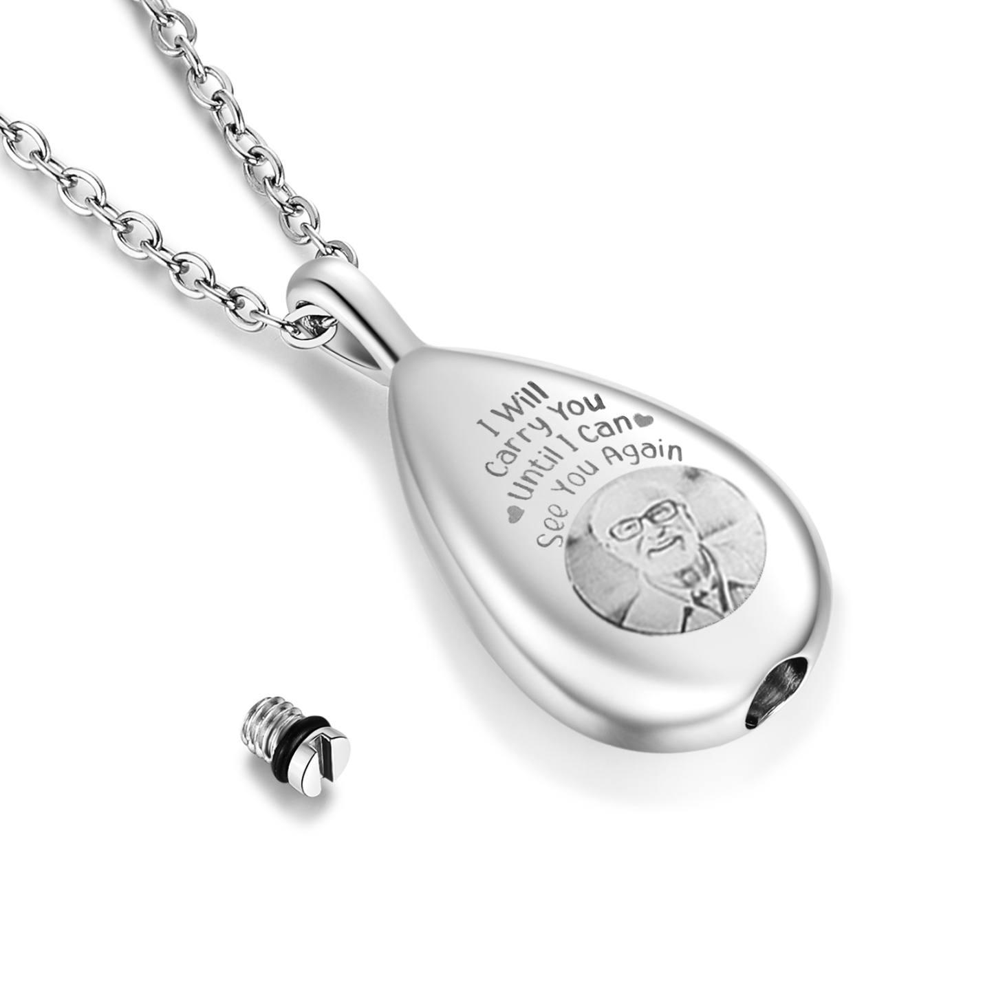 Personalised Memorial Ashes Necklace Custom Photo Commemorative Gifts - I Will Carry You Until I See You Again-Jessemade AU