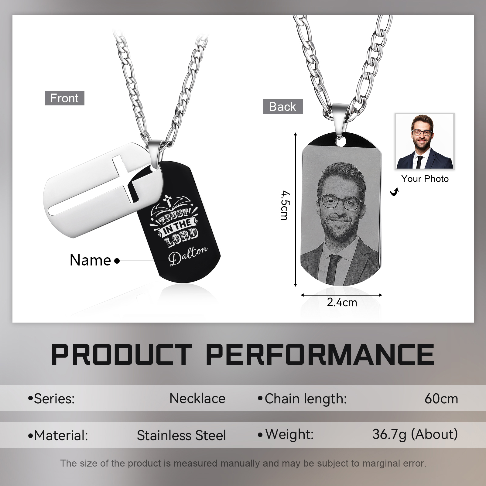 Trust in The Lord Proverbs 3:5 Personalised Cross Necklace Unique Gift for Him-Jessemade AU