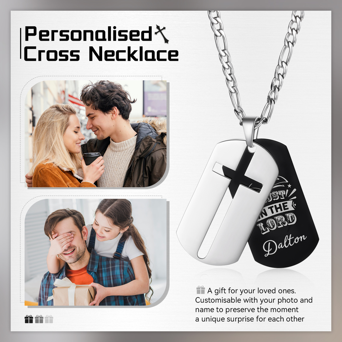 Trust in The Lord Proverbs 3:5 Personalised Cross Necklace Unique Gift for Him-Jessemade AU