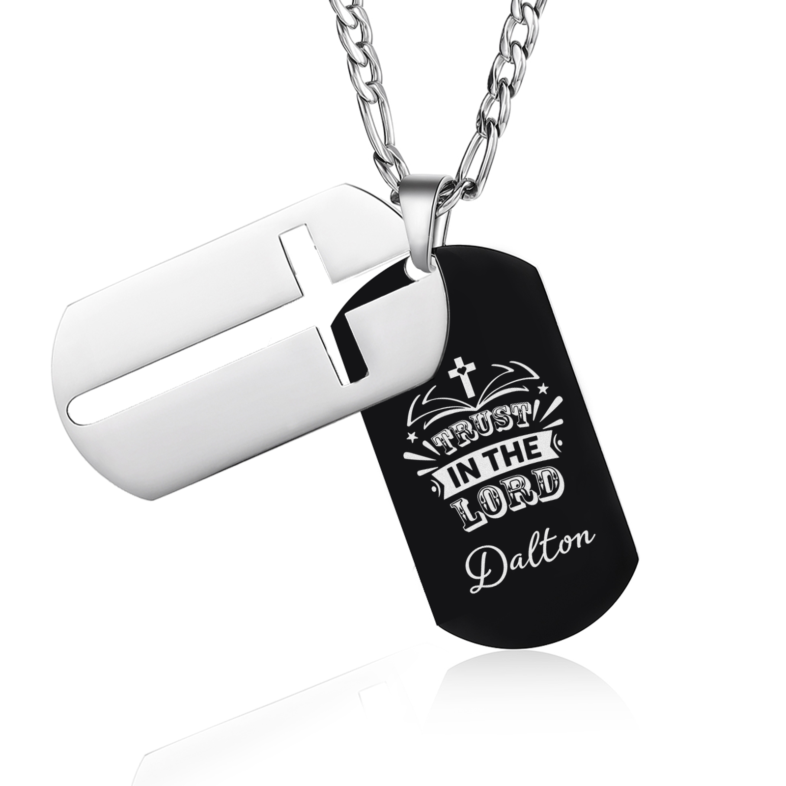Trust In The Lord Personalised Cross Necklace Unique Gift for Him