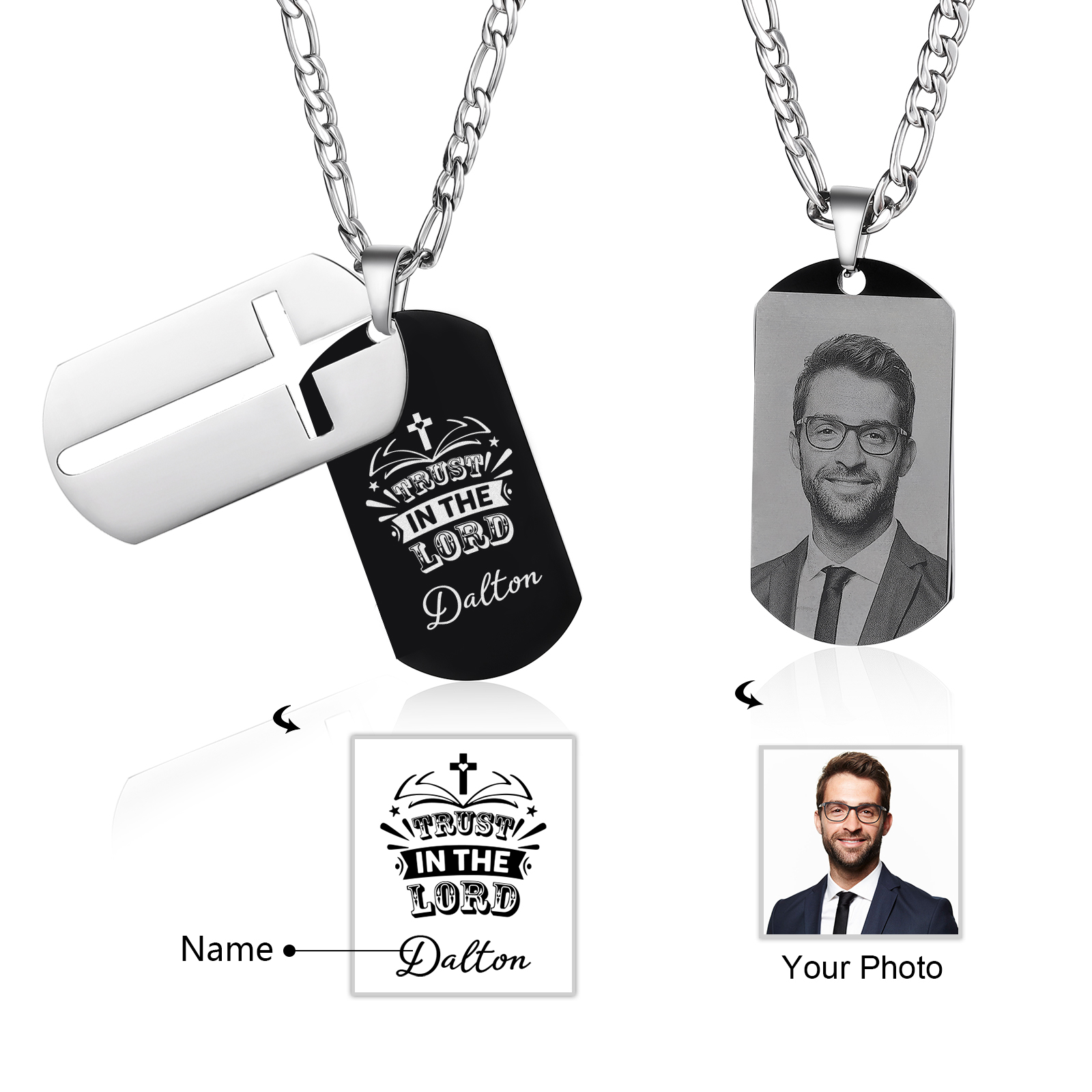 Trust In The Lord Personalised Cross Necklace Unique Gift for Him