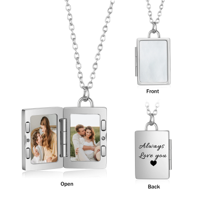 Personalised 2 Photos Frame Necklace A Heartwarming Custom Gift for Her