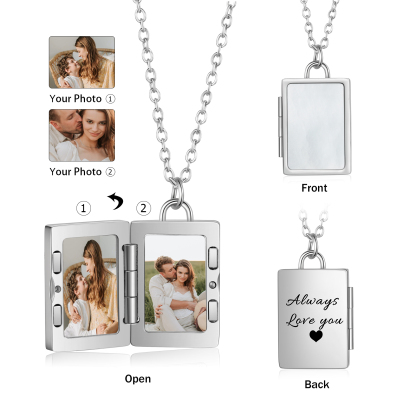 Personalised 2 Photos Frame Necklace A Heartwarming Custom Gift for Her