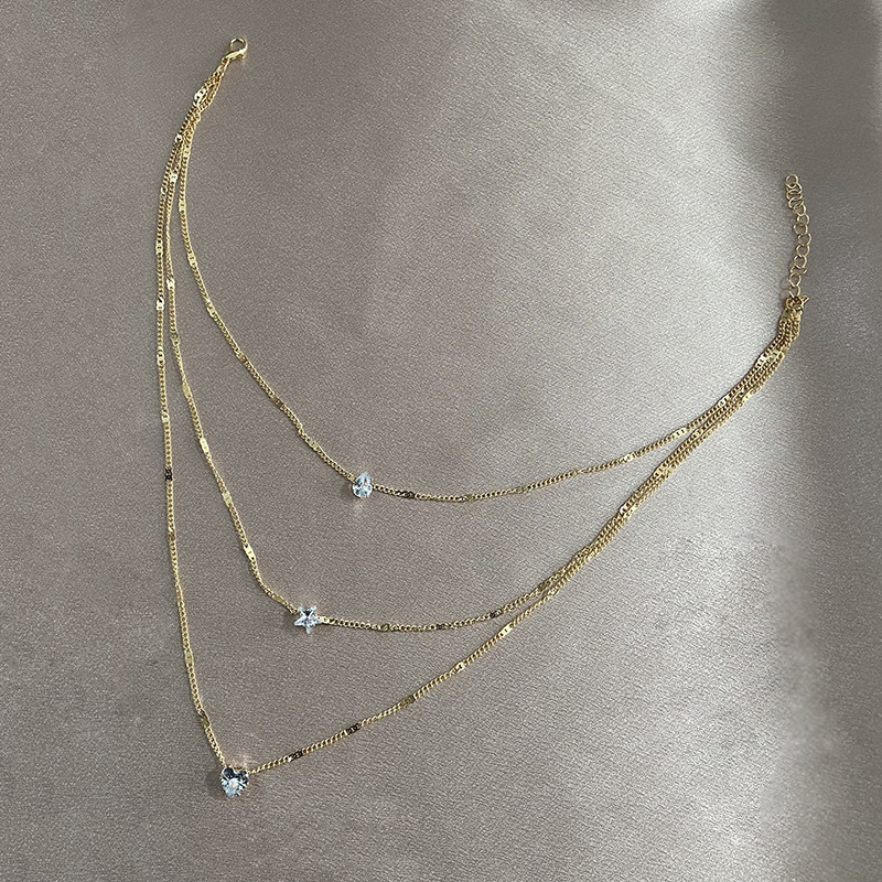 3-Layered Star and Heart Crystal Necklace-Jessemade AU