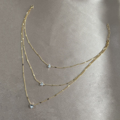 3-Layered Star and Heart Crystal Necklace-Jessemade AU