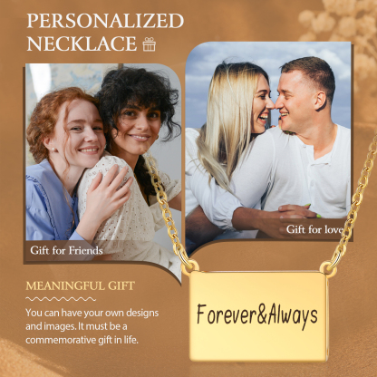 Forever & Always Personalised Hidden Photo Locket Necklace Envelope Style Photo Necklace for Her