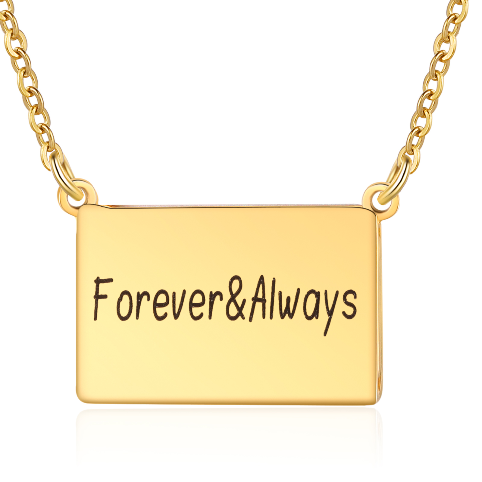 Forever & Always Personalised Hidden Photo Locket Necklace Envelope Style Photo Necklace for Her