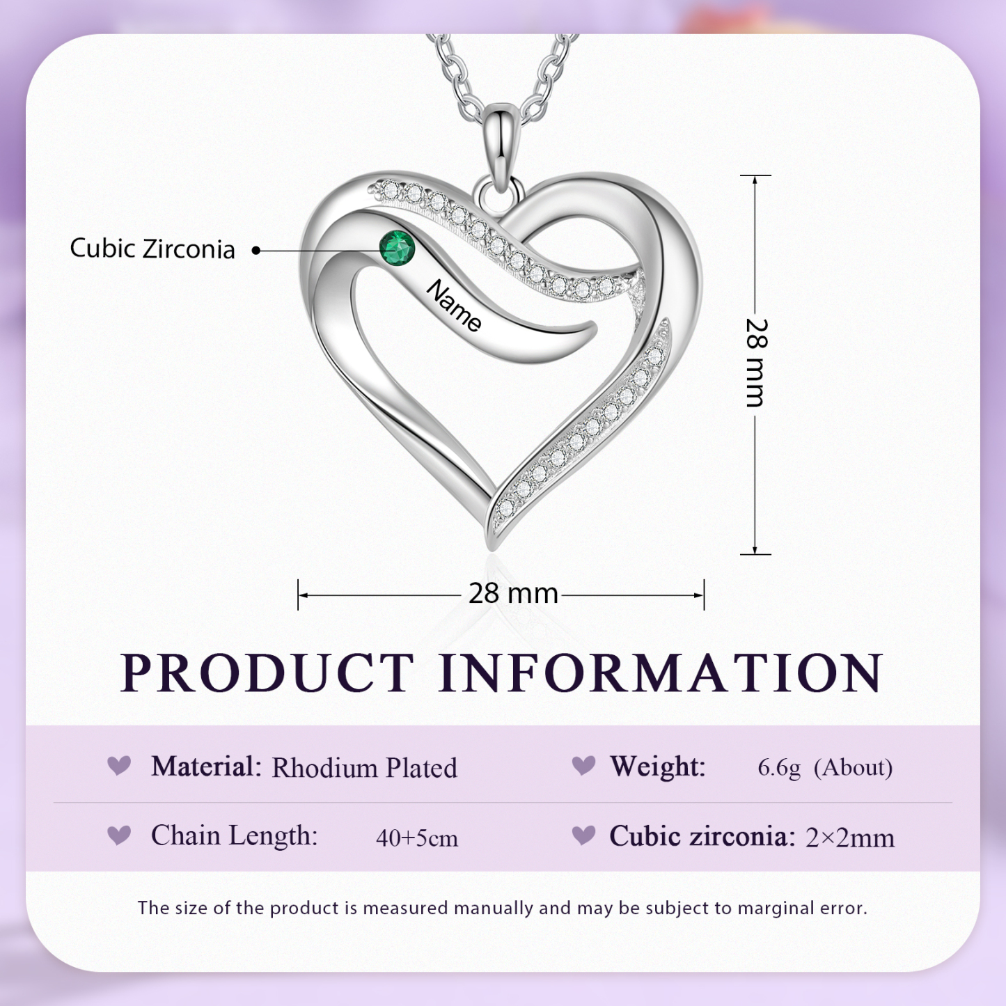 Personalised Birthstone Necklace Custom Names & Birthstones Gift for M