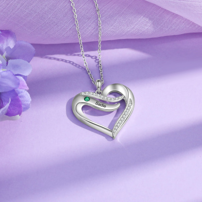 Personalised Birthstone Necklace Custom Names & Birthstones Gift for Mom Wife or Daughter 925 Silver or Cooper