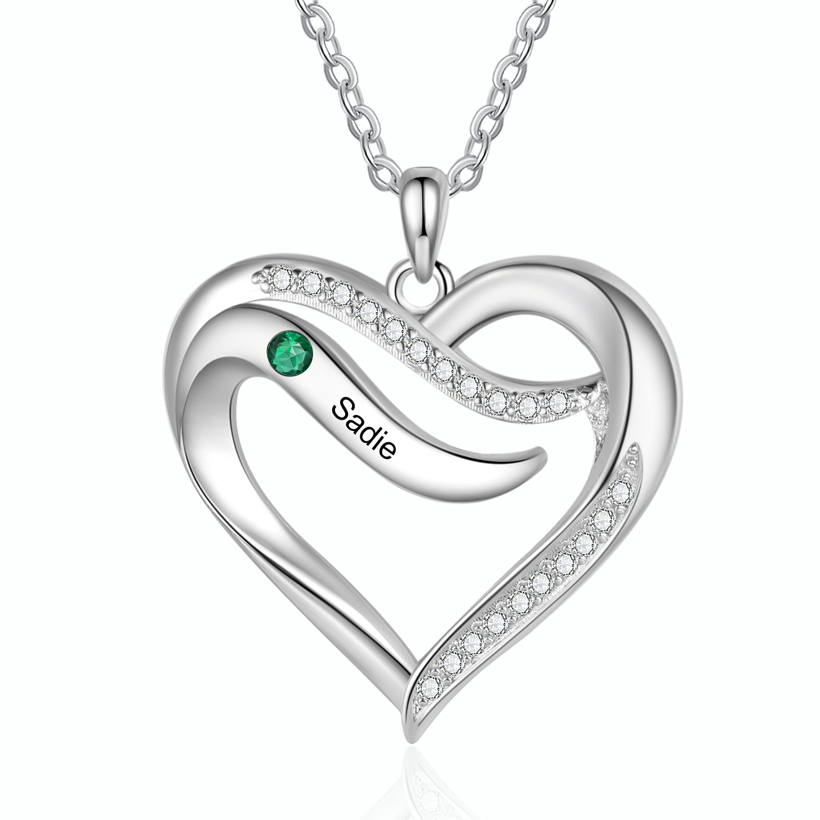 Personalised Birthstone Necklace Custom Names & Birthstones Gift for Mom Wife or Daughter 925 Silver or Cooper