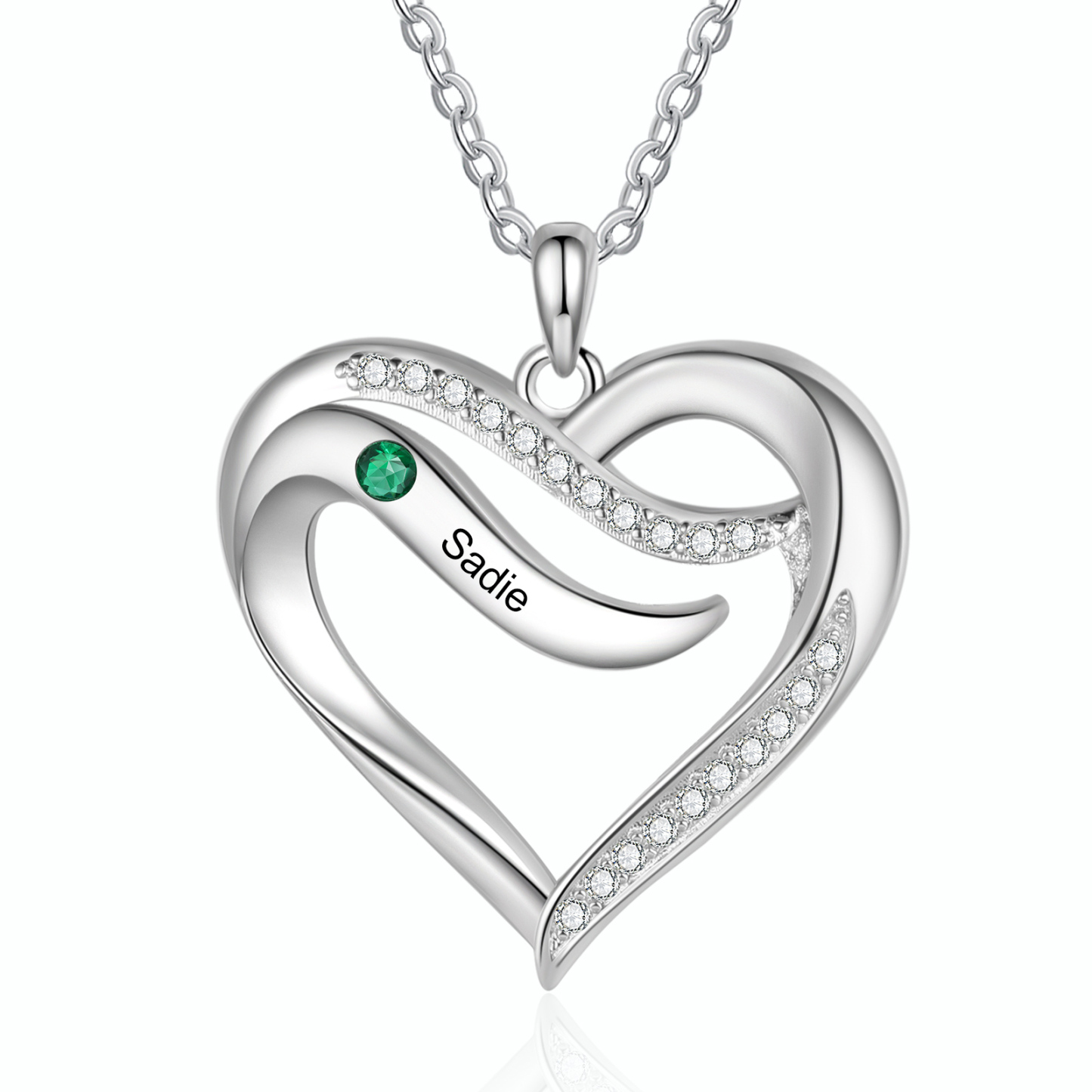 Personalised Birthstone Necklace Custom Names & Birthstones Gift for Mom Wife or Daughter 925 Silver or Cooper