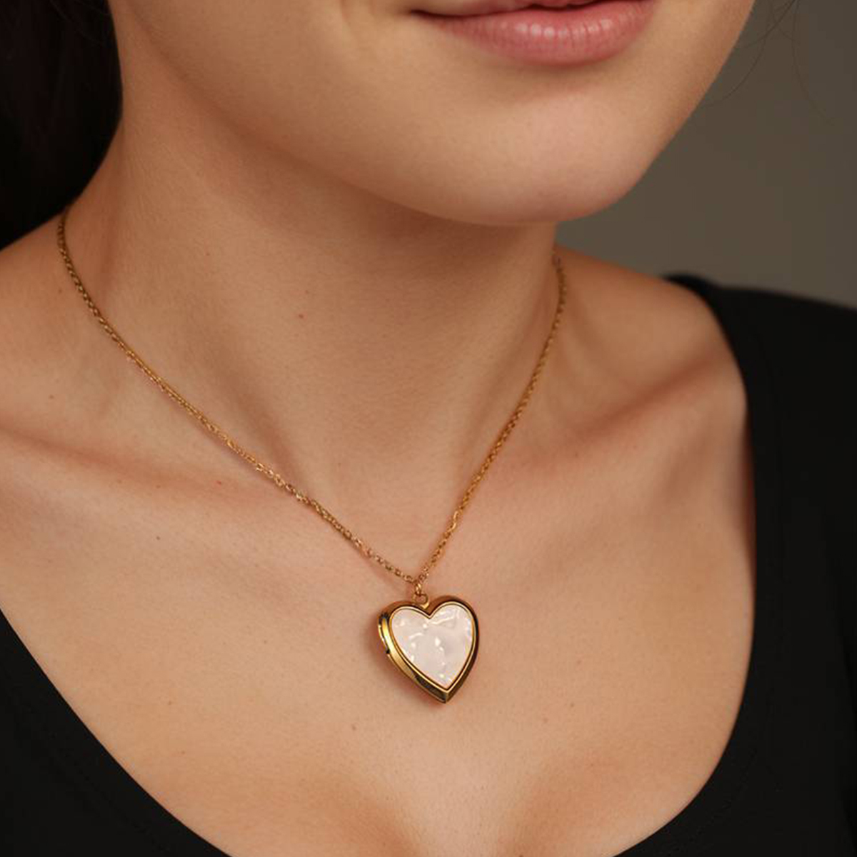 Personalised Heart Shaped Locket Necklace for Women with 2 Photos and 1 Custom Text