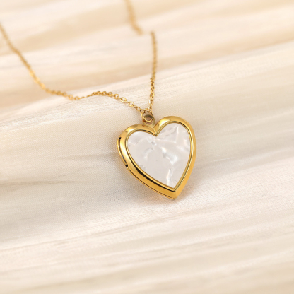 Personalised Heart Shaped Locket Necklace for Women with 2 Photos and 1 Custom Text