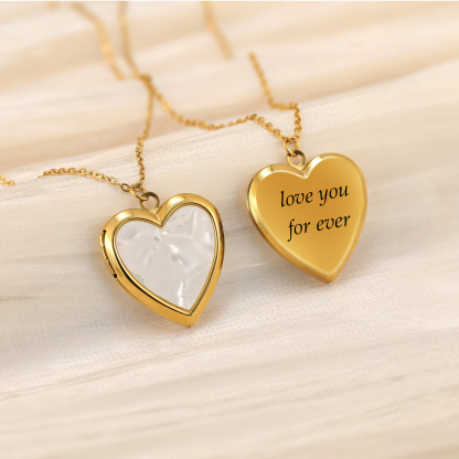 Personalised Heart Shaped Locket Necklace for Women with 2 Photos and 1 Custom Text