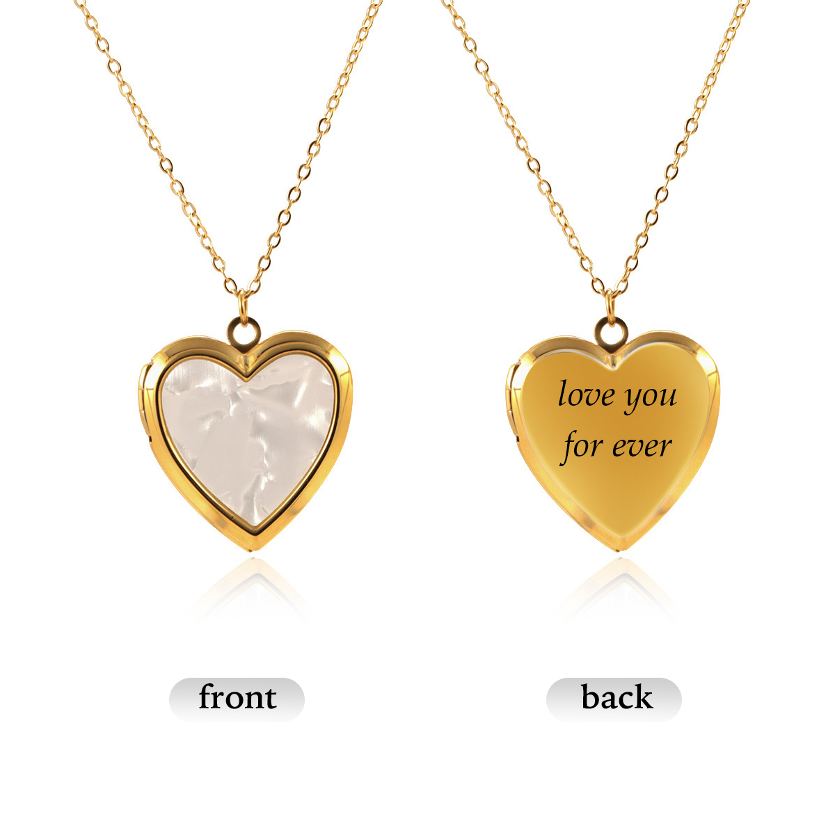 Personalised Heart Shaped Locket Necklace for Women with 2 Photos and 1 Custom Text