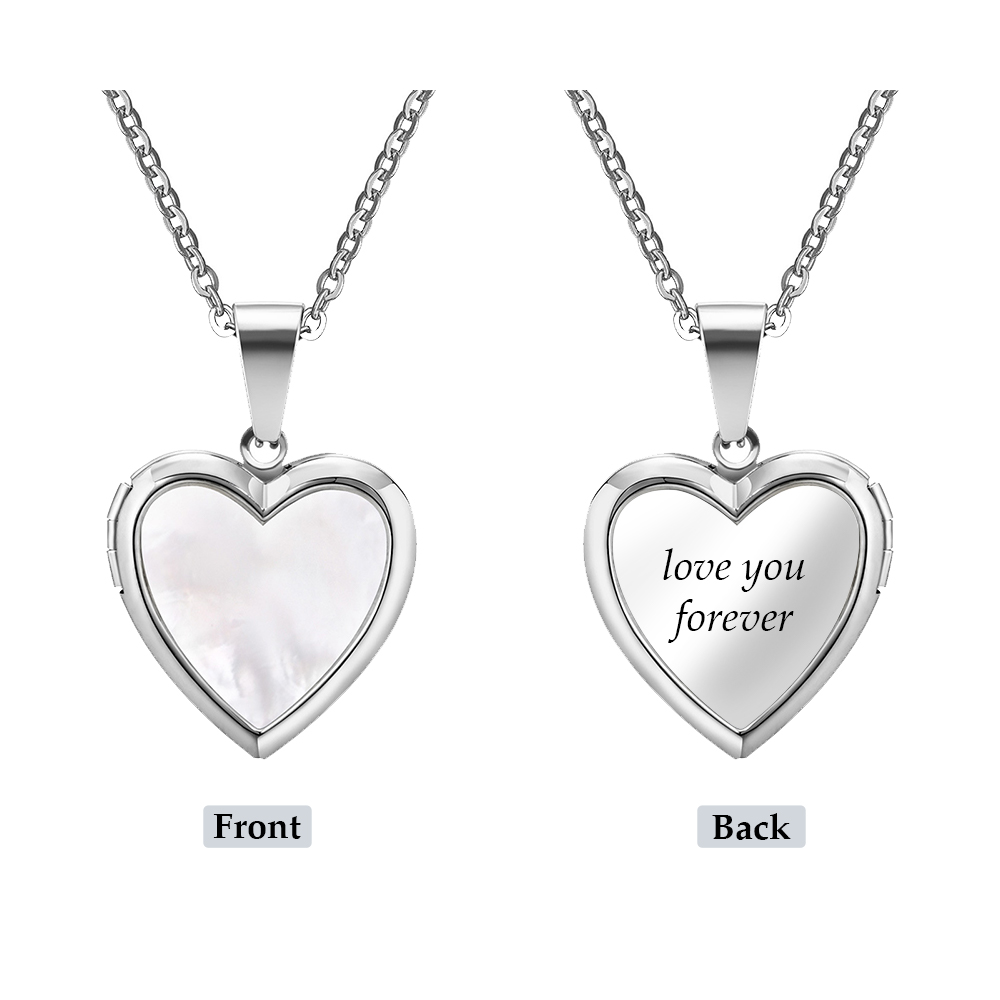 Personalised Heart Shaped Locket Necklace for Women Custom with 2 Photos and 1 Text