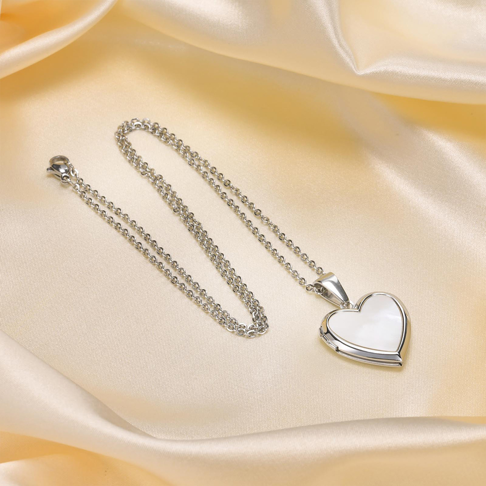 Personalised Heart Shaped Locket Necklace for Women Custom with 2 Photos and 1 Text