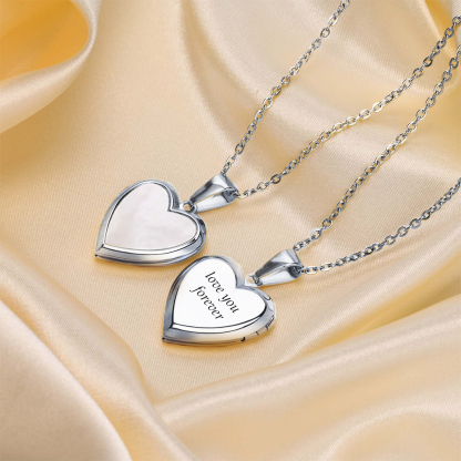 Personalised Heart Shaped Locket Necklace for Women Custom with 2 Photos and 1 Text