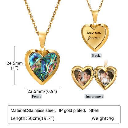 Personalised Heart Shaped Locket Necklace for Women Custom with 2 Photos and 1 Text