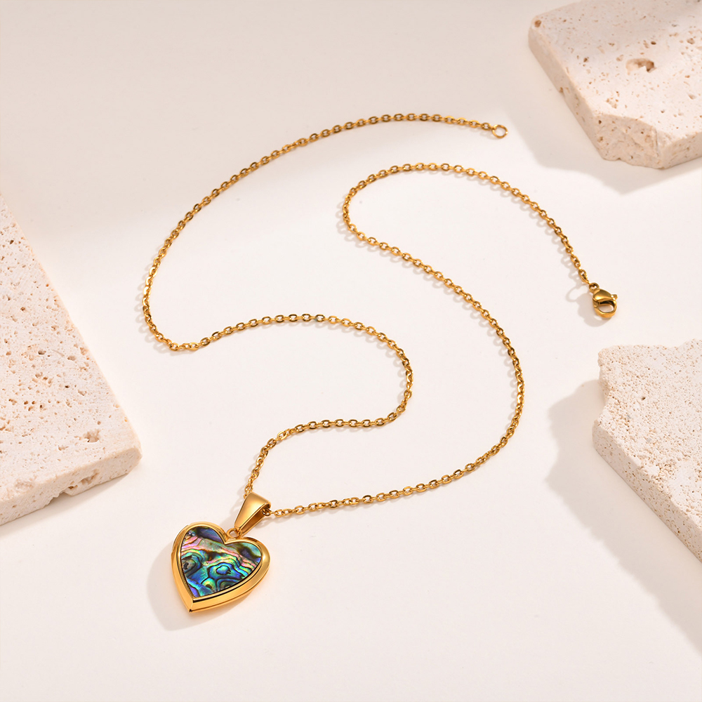 Personalised Heart Shaped Locket Necklace for Women Custom with 2 Photos and 1 Text