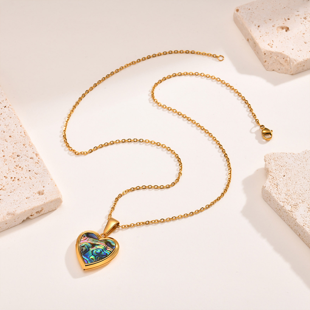 Personalised Heart Shaped Locket Necklace for Women Custom with 2 Photos and 1 Text