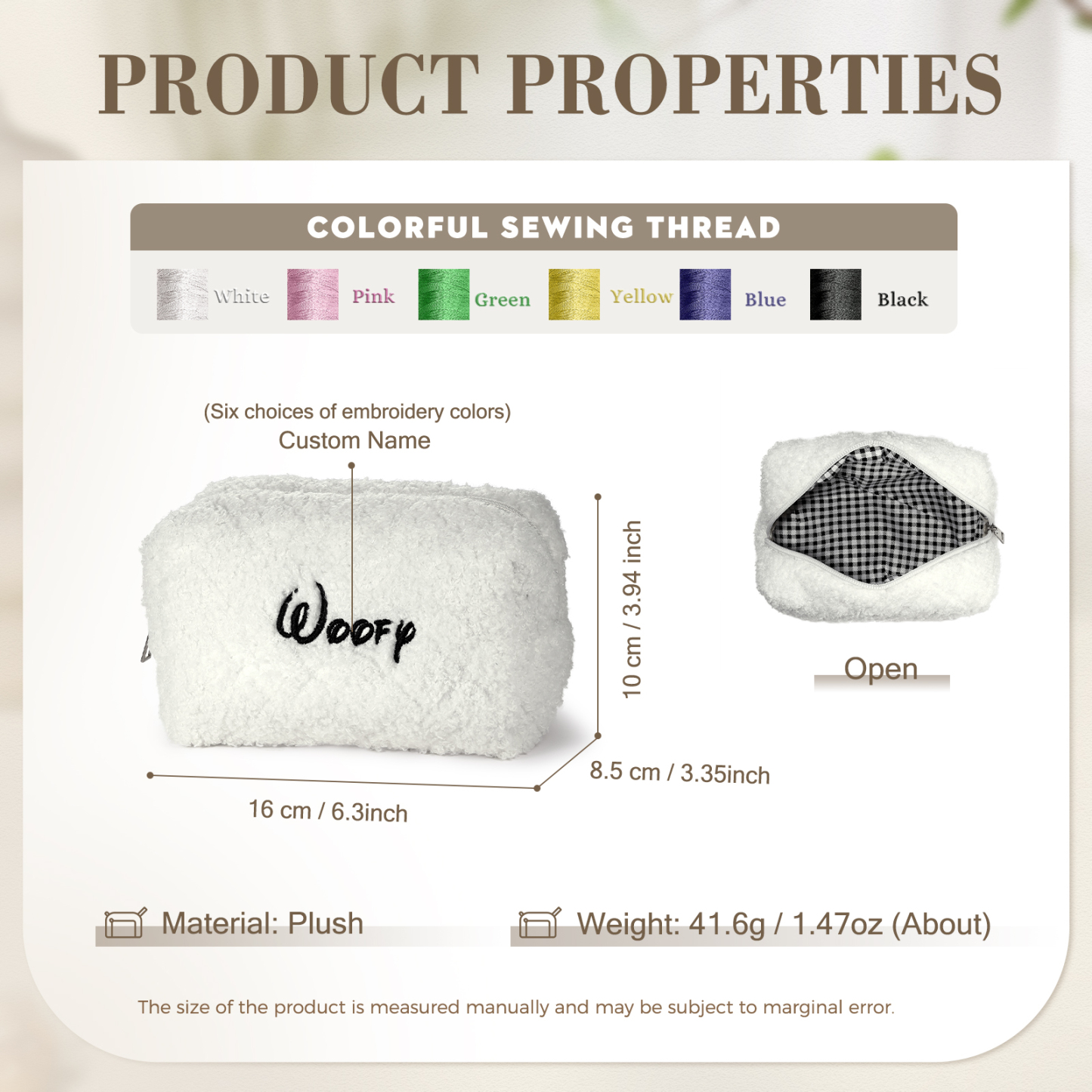 Personalised Embroidered Makeup Bag Bridesmaid Cosmetic Bag Leather Toiletry Bag Christmas Gift Bridesmaid Gift Bridal Shower Gift