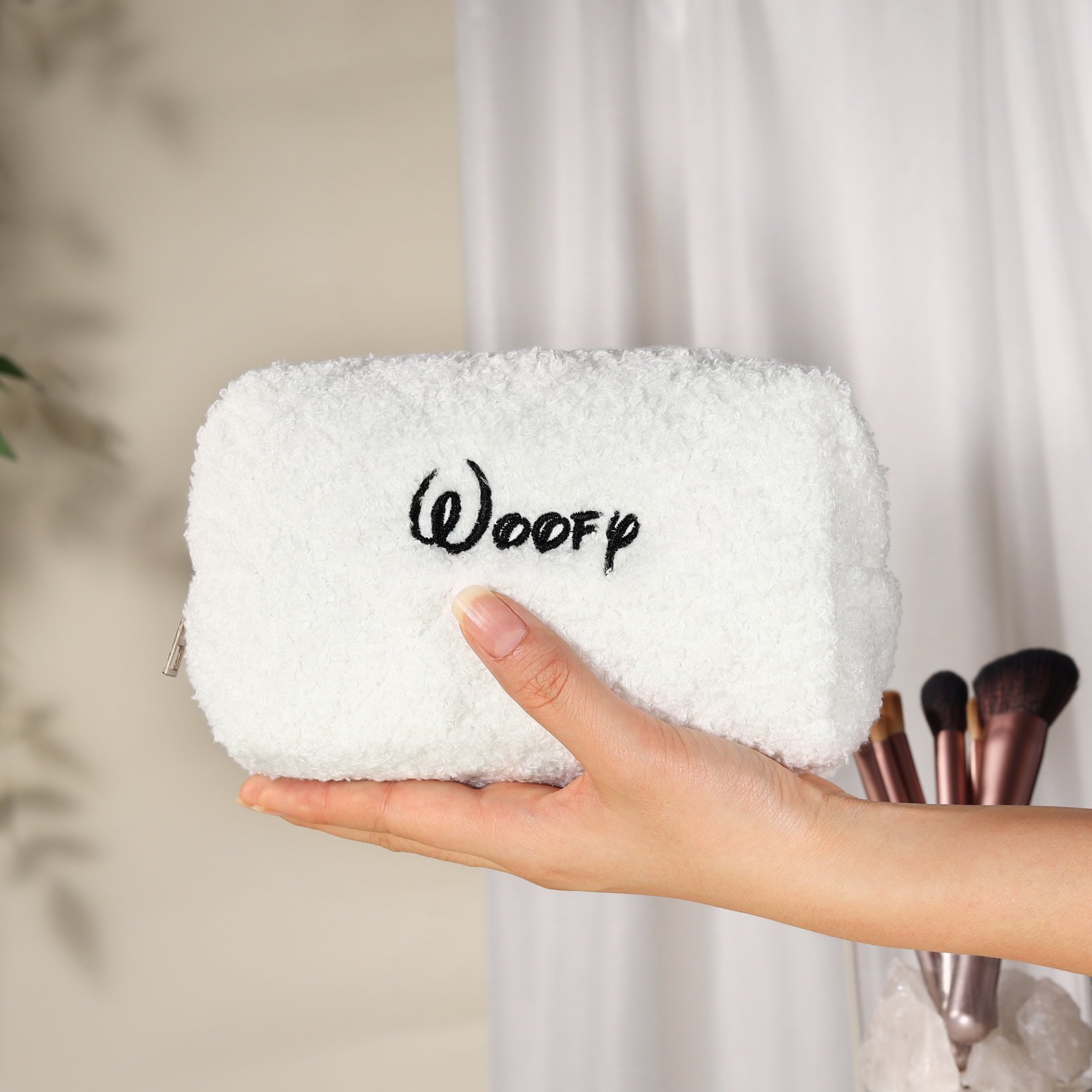 Personalised Embroidered Makeup Bag Bridesmaid Cosmetic Bag Leather Toiletry Bag Christmas Gift Bridesmaid Gift Bridal Shower Gift