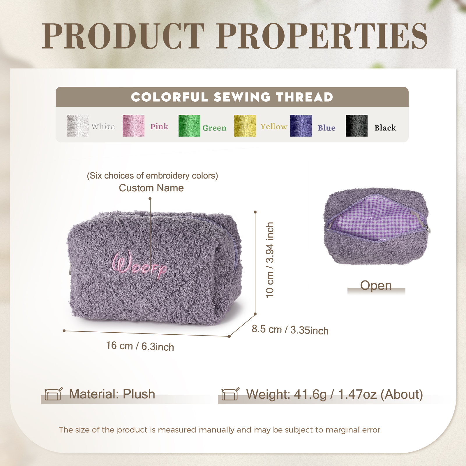 Personalised Embroidered Makeup Bag Bridesmaid Cosmetic Bag Leather Toiletry Bag Christmas Gift Bridesmaid Gift Bridal Shower Gift