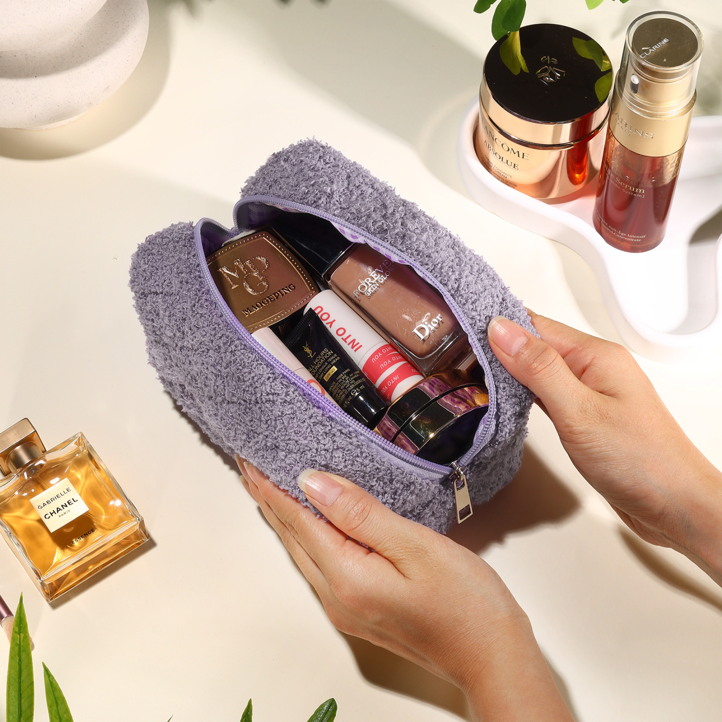 Personalised Embroidered Makeup Bag Bridesmaid Cosmetic Bag Leather Toiletry Bag Christmas Gift Bridesmaid Gift Bridal Shower Gift