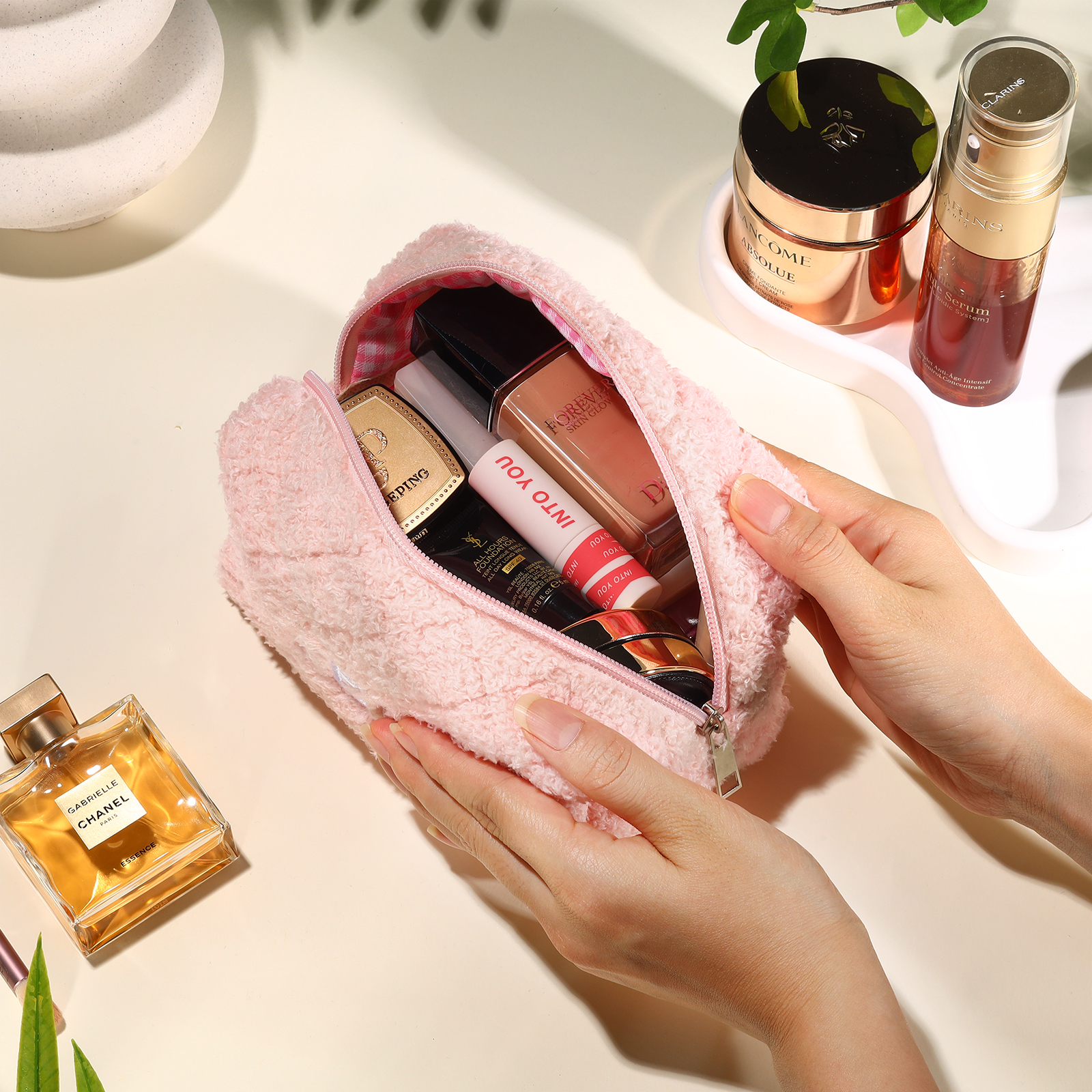 Personalised Embroidered Makeup Bag Bridesmaid Cosmetic Bag Leather Toiletry Bag Christmas Gift Bridesmaid Gift Bridal Shower Gift