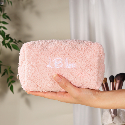 Personalised Embroidered Makeup Bag Bridesmaid Cosmetic Bag Leather Toiletry Bag Christmas Gift Bridesmaid Gift Bridal Shower Gift