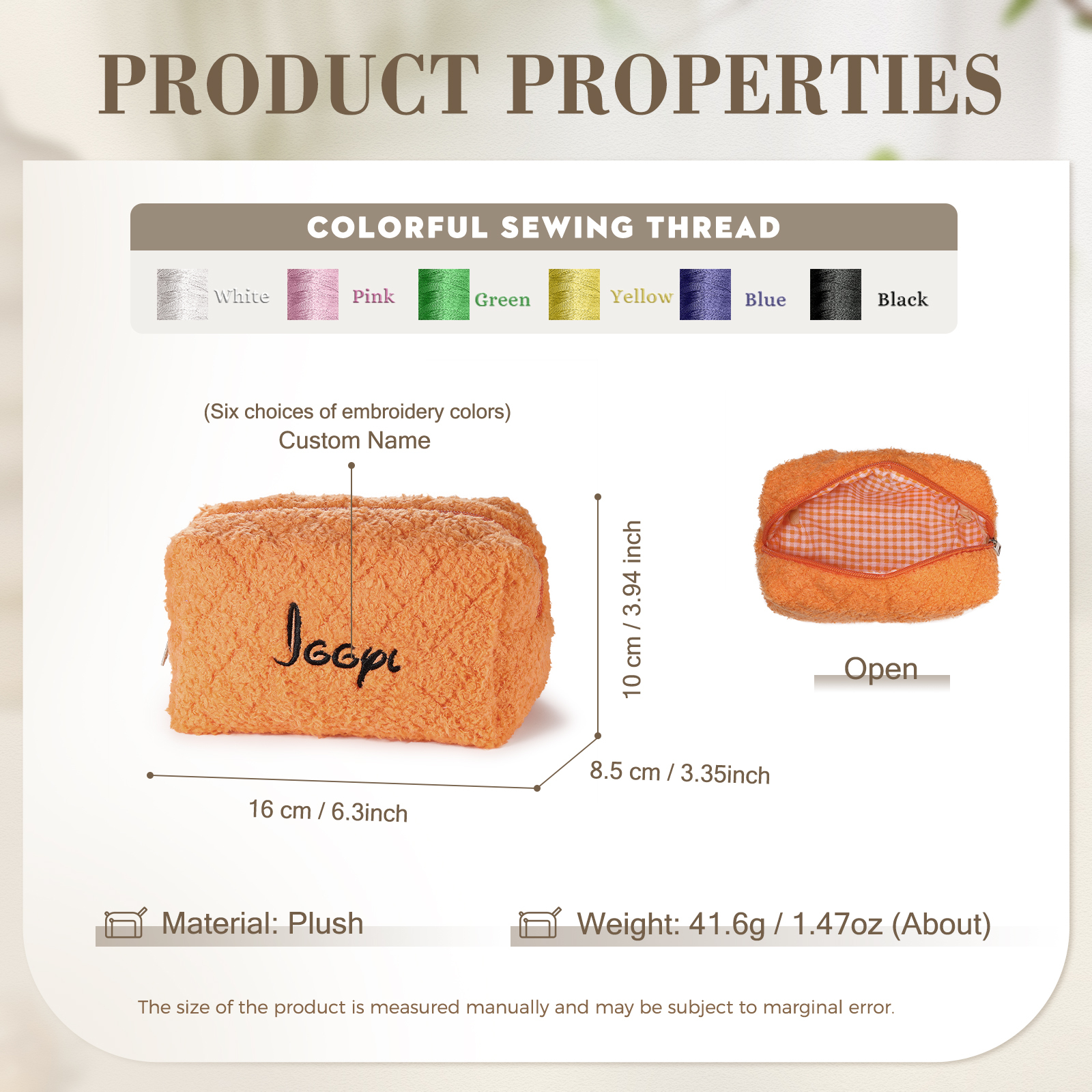 Personalised Embroidered Makeup Bag Bridesmaid Cosmetic Bag Leather Toiletry Bag Christmas Gift Bridesmaid Gift Bridal Shower Gift