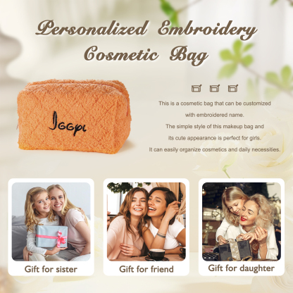 Personalised Embroidered Makeup Bag Bridesmaid Cosmetic Bag Leather Toiletry Bag Christmas Gift Bridesmaid Gift Bridal Shower Gift