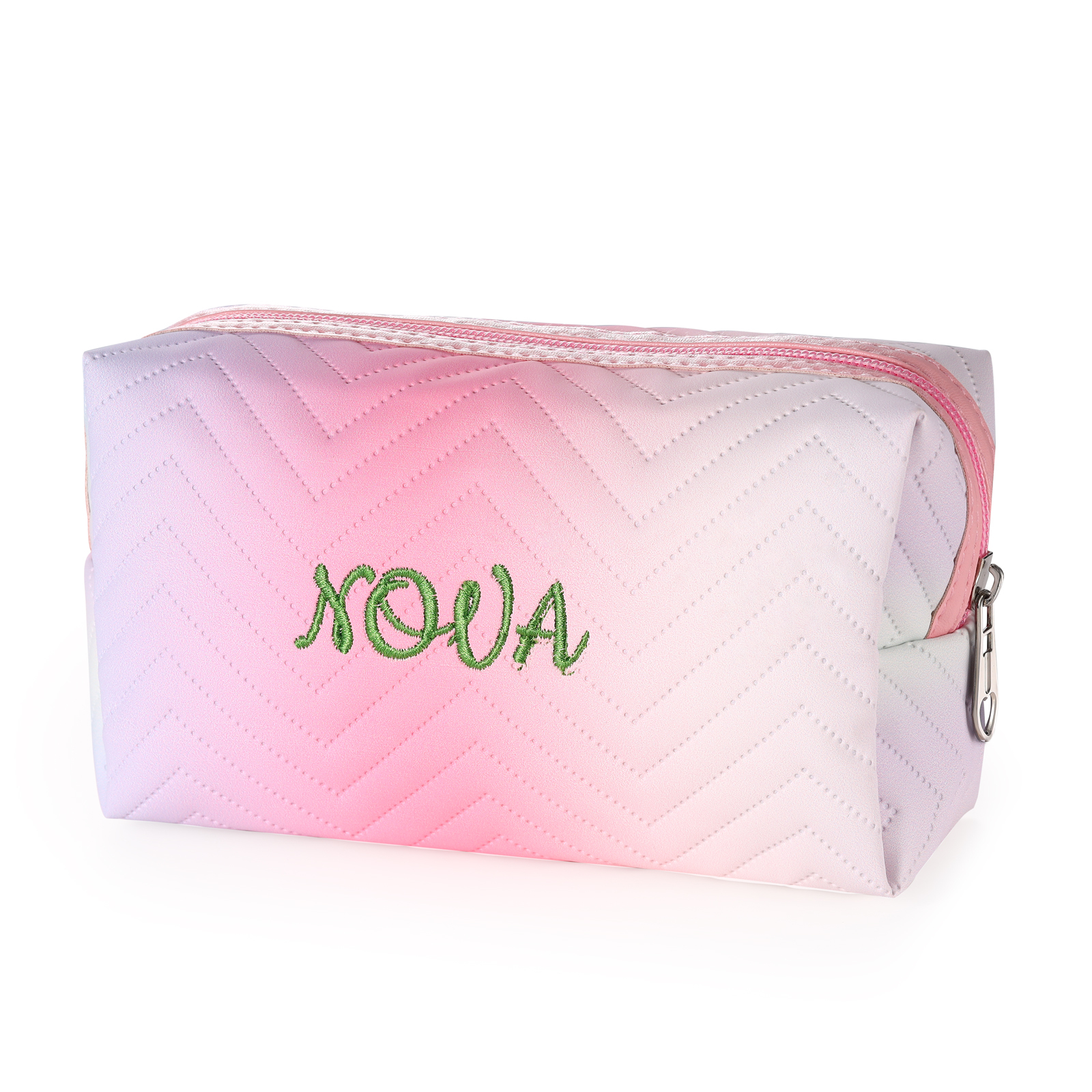 Personalised Embroidered Makeup Bag Teen Girls Small Travel Makeup Bag Zipper Bag Cosmetic Bag Waterproof Cute Rainbow Pink Gradient Makeup Bag