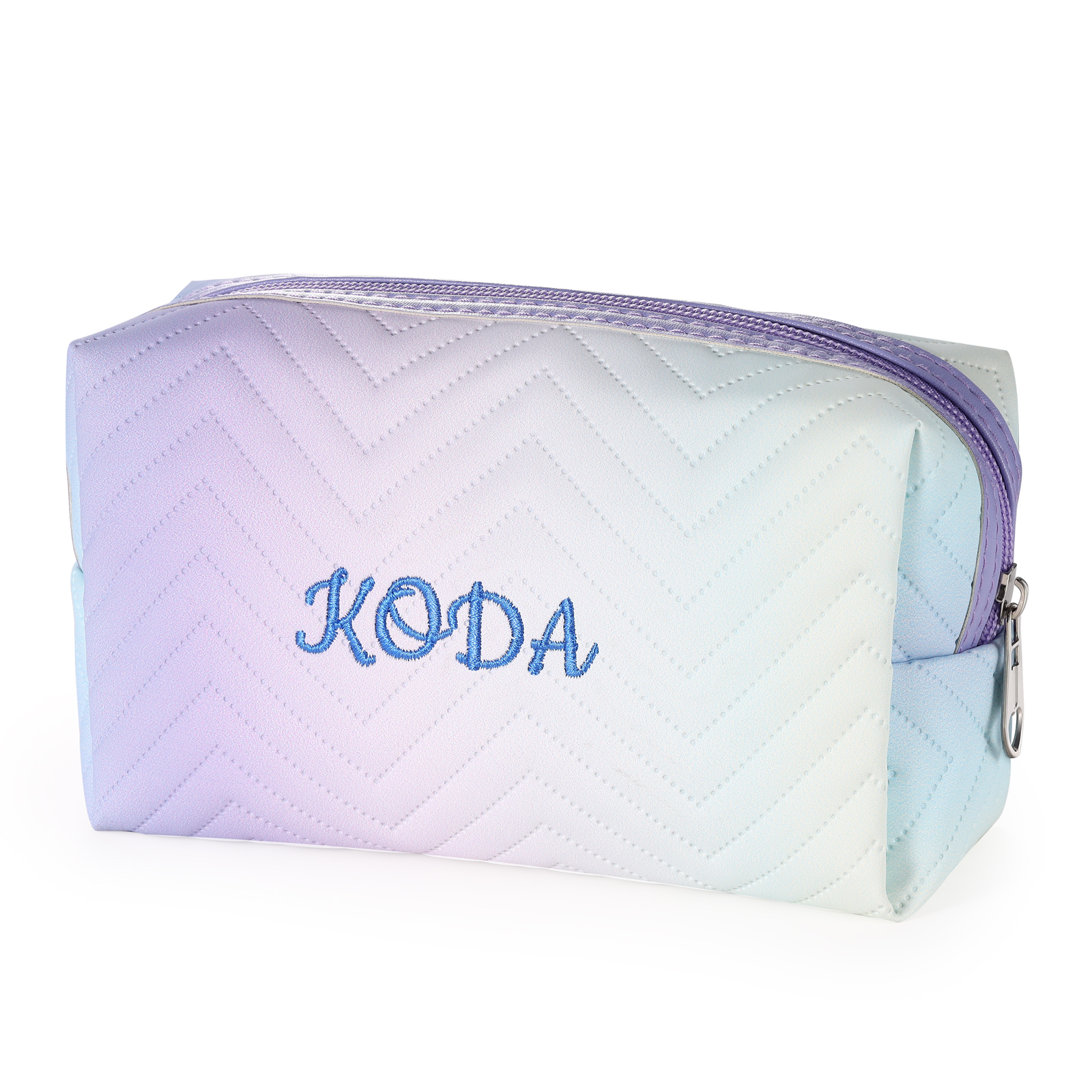 Personalised Embroidered Makeup Bag Teen Girls Small Travel Makeup Bag Zipper Bag Cosmetic Bag Waterproof Cute Rainbow Pink Gradient Makeup Bag