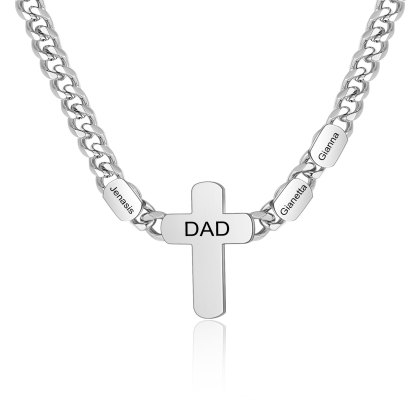 Personalised Steel Cross Necklace Customizable 1 Text and 2 or 3 or 4