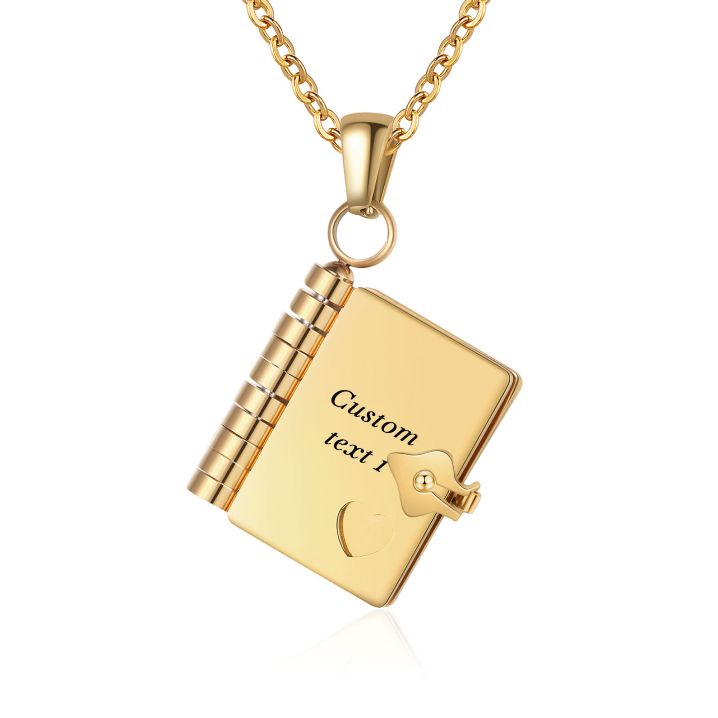 Personalised Steel Petite Book Locket Necklace Custom Message Pendant Charm Perfect Gift for Her