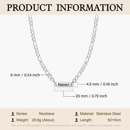 Mens Personalised Necklace Custom 1 to 3 Names Adjustable Stainless Steel Valentine’s Day Gift for Him