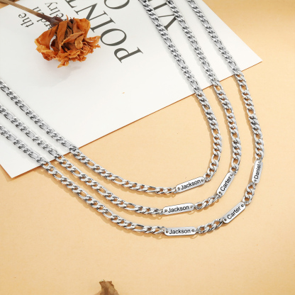 Mens Personalised Necklace Custom 1 to 3 Names Adjustable Stainless Steel Valentine’s Day Gift for Him