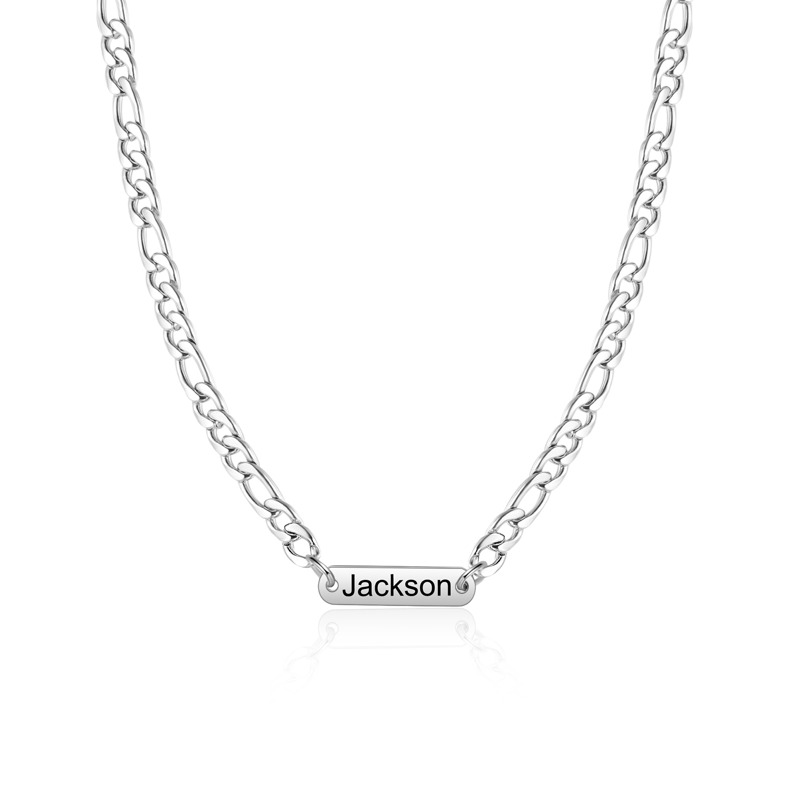 Mens Personalised Necklace Custom 1 to 3 Names Adjustable Stainless Steel Valentine’s Day Gift for Him