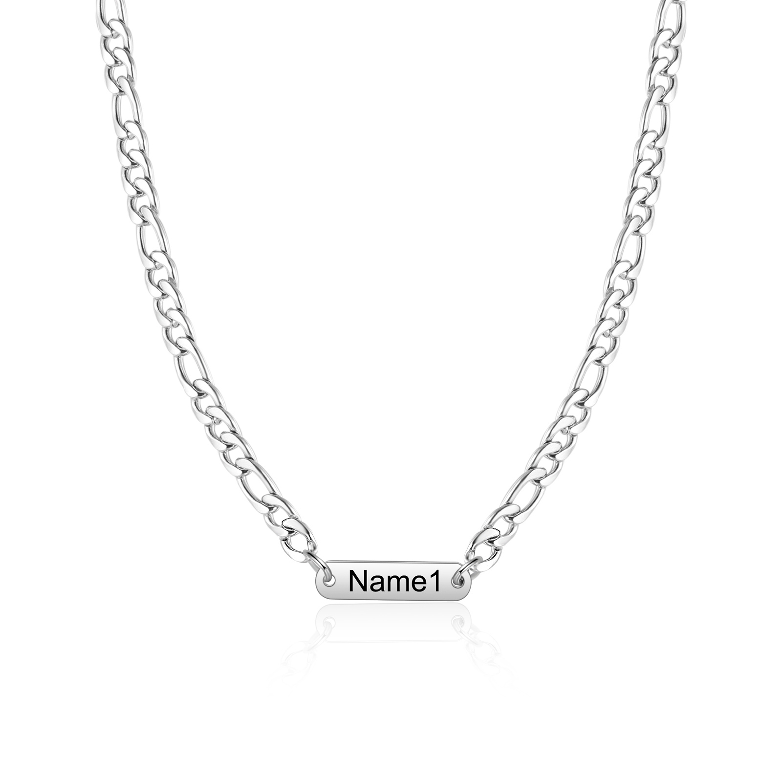 Mens Personalised Necklace Custom 1 to 3 Names Adjustable Stainless Steel Valentine’s Day Gift for Him
