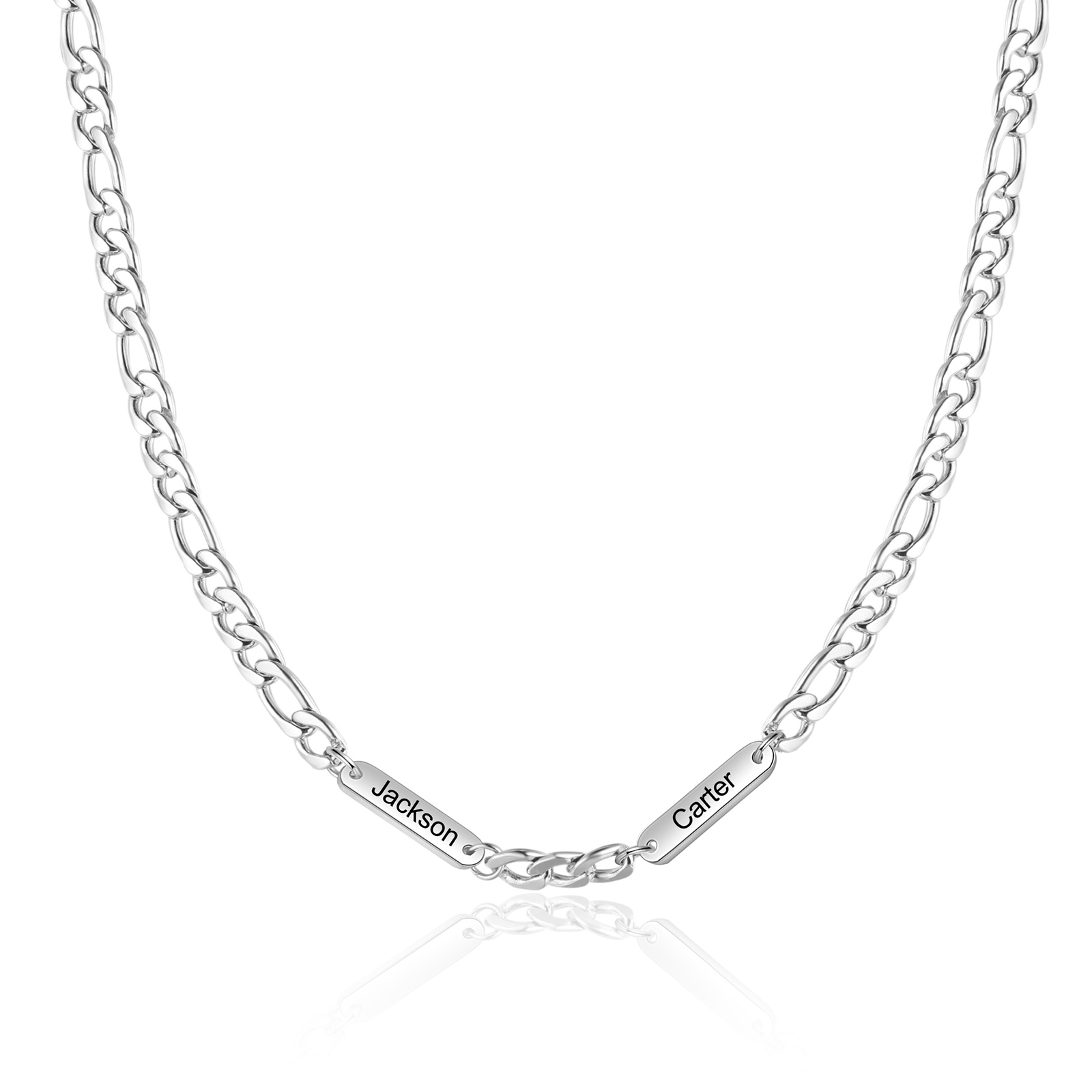 Mens Personalised Necklace Custom 1 to 3 Names Adjustable Stainless Steel Valentine’s Day Gift for Him