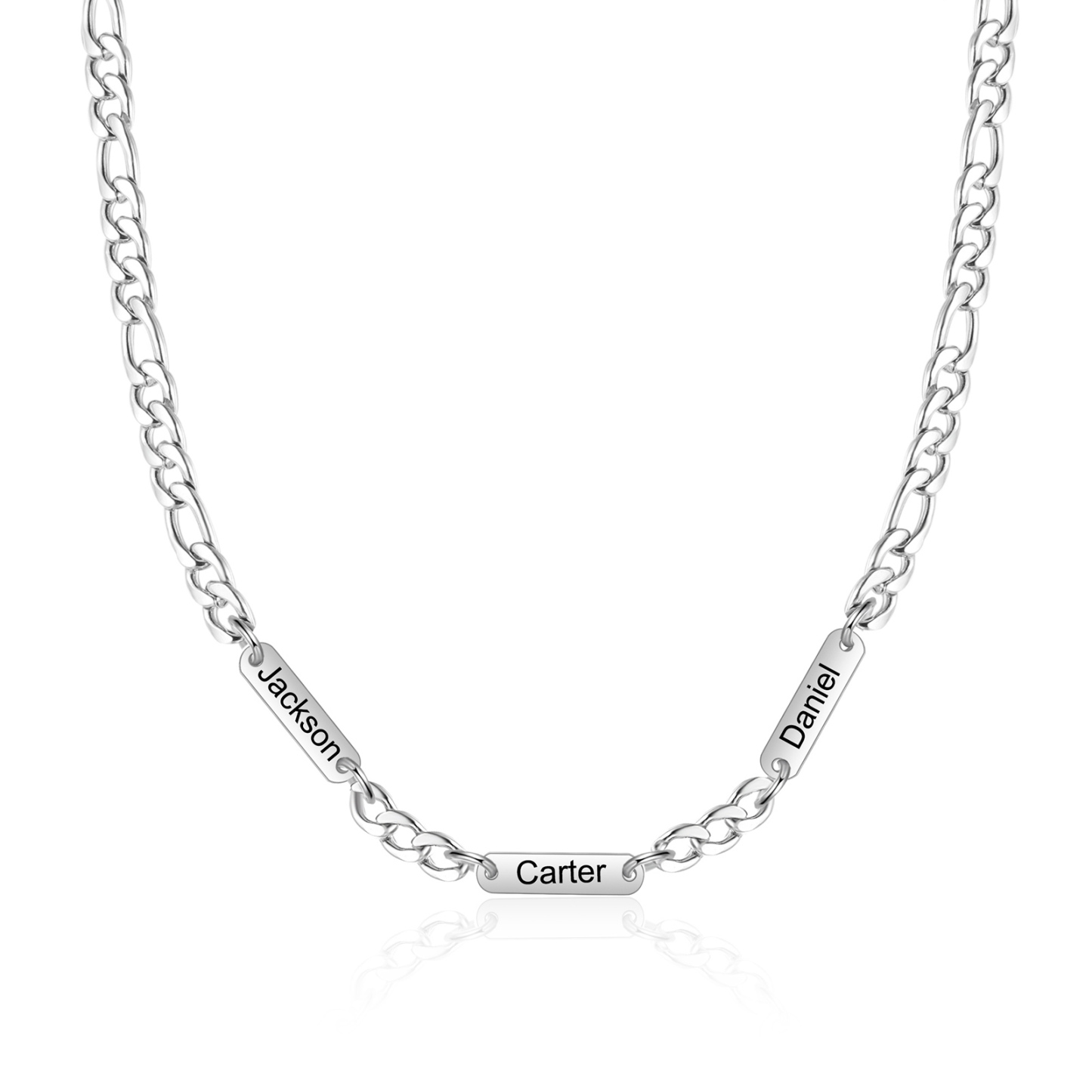 Mens Personalised Necklace Custom 1 to 3 Names Adjustable Stainless Steel Valentine’s Day Gift for Him